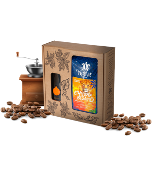 Zestaw Premium Prezentowy Kawa Ziarnista z młynkiem Sidamo 1kg