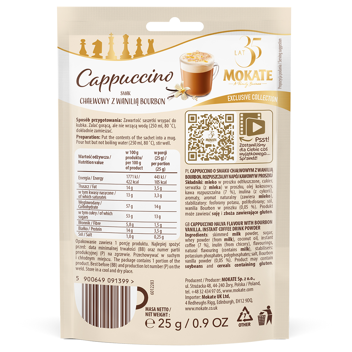 W ZESTAWIE TANIEJ Cappuccino Szachowe Chałwa 25g x 10szt