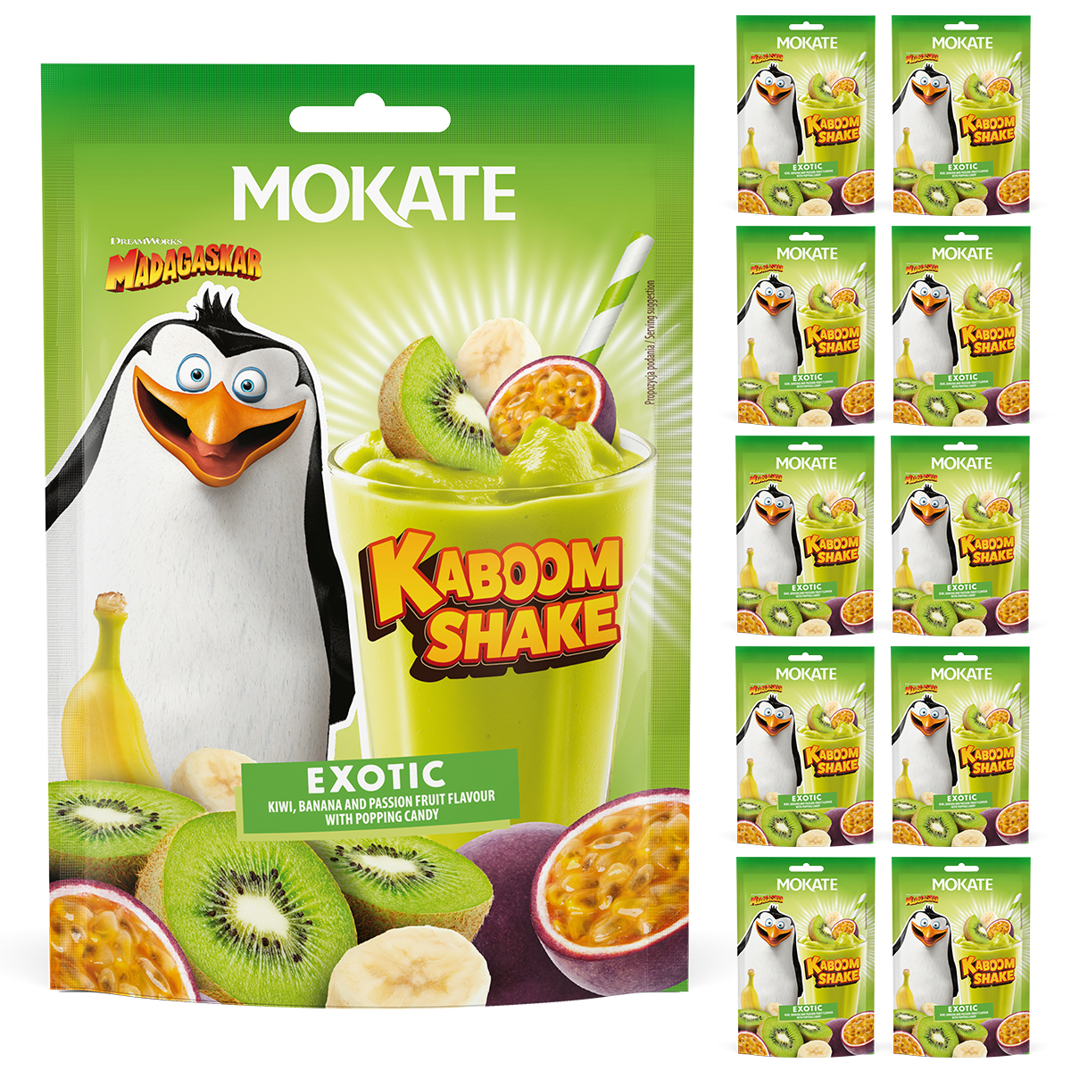 10 sztuk NAPÓJ W PROSZKU KABOOM SHAKE MOKATE 30G EXOTIC CUKIER STRZELAJACY
