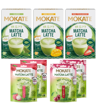 Mix Matcha Zestaw 3xLatte Matcha Mango, Truskawka, Klasyczne + 2xWiśnia, 2xLiczi