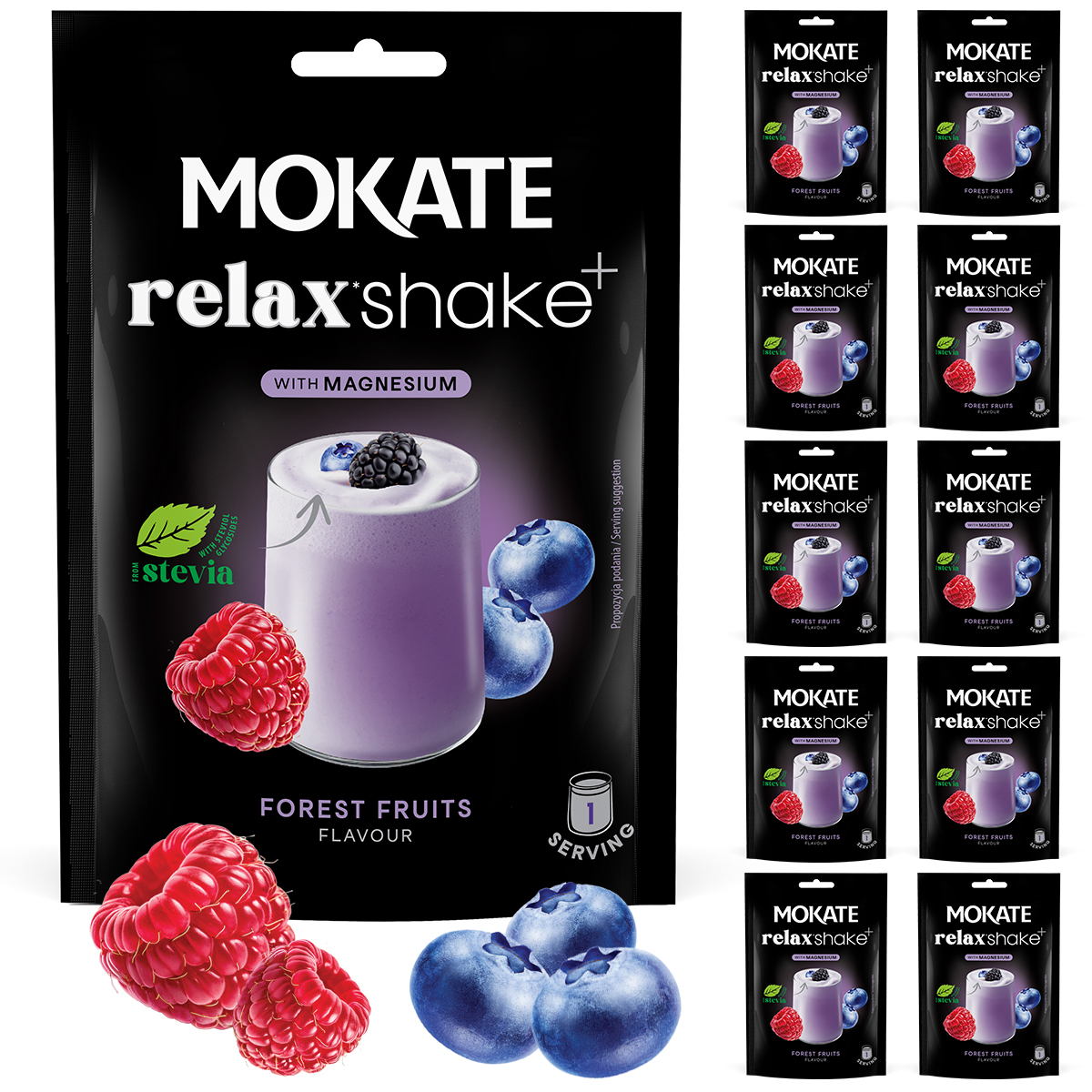 SHAKE RELAX 10 SZTUK CAŁE OPAKOWANIE OWOCE LEŚNE