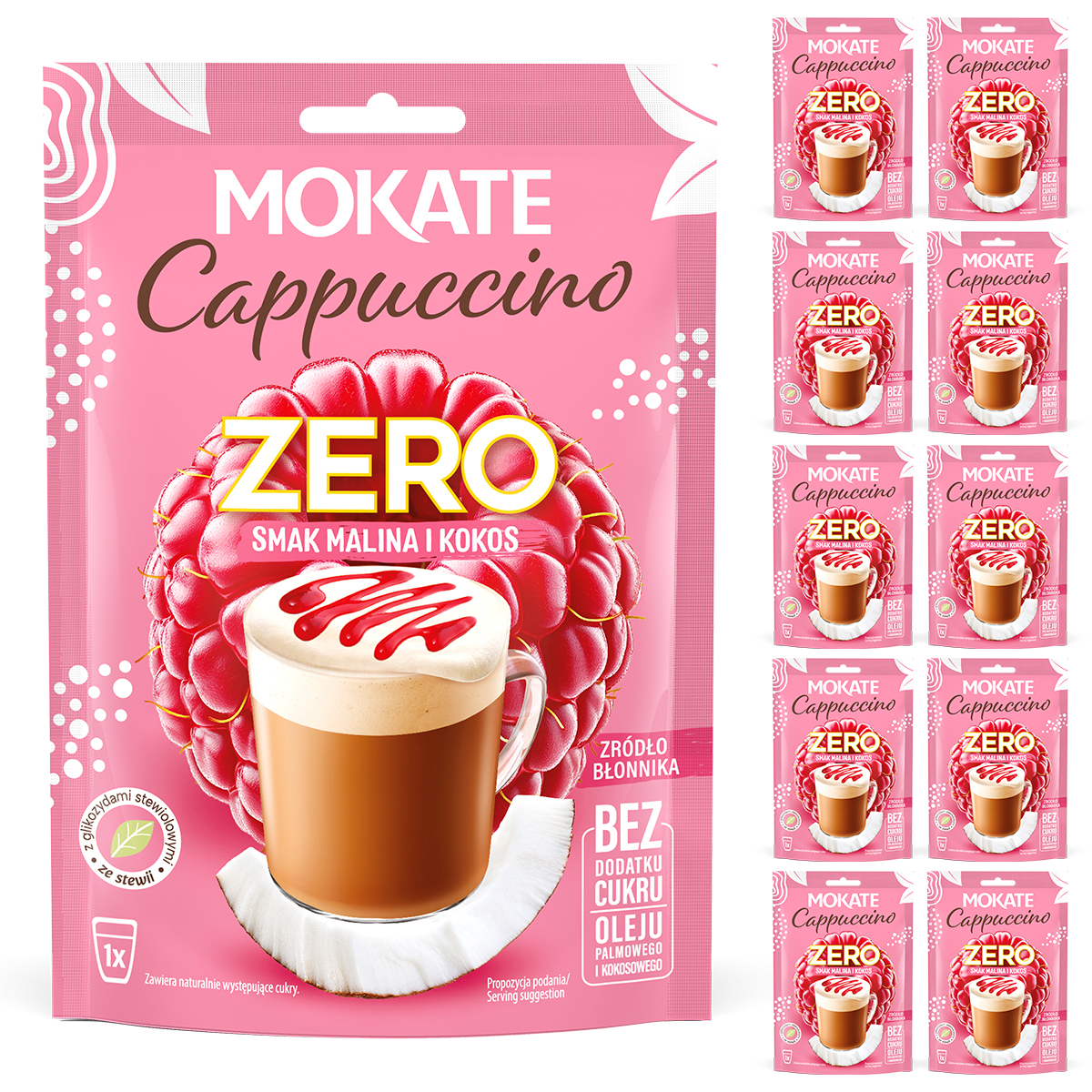 10 sztuk x CAPPUCCINO ZERO malina kokos