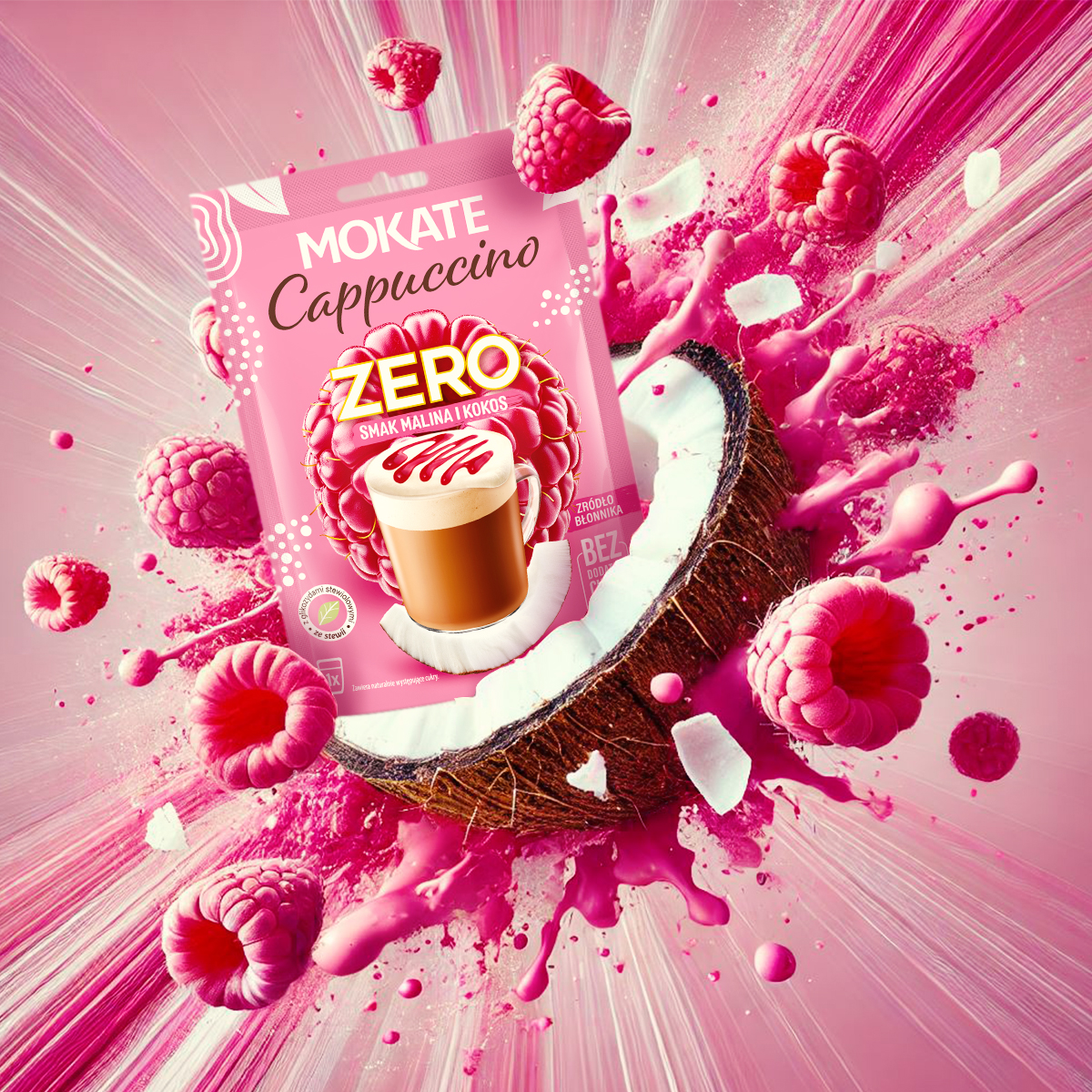 10 sztuk x CAPPUCCINO ZERO malina kokos